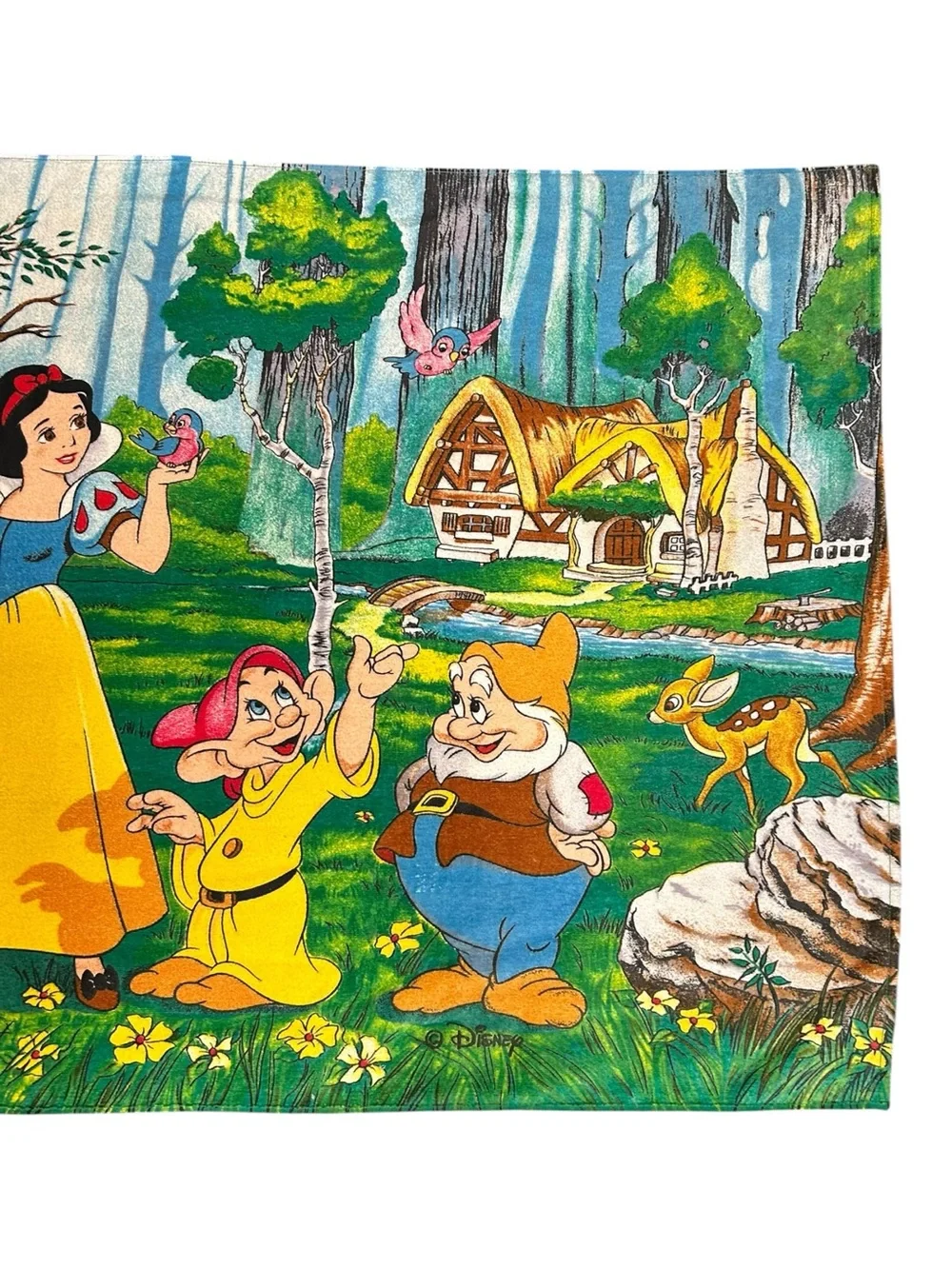 Vintage Disney Snow White Seven Dwarfs‎ Towel Made in Brazil